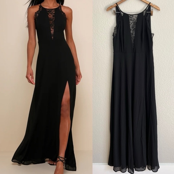 NWOT Romantic Mood Black Lace Sleeveless Maxi Dress - Picture 3 of 9